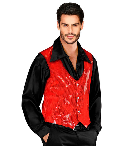 Widmann SRL Pailletten gillet vestje rood
