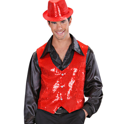 Widmann SRL Pailletten gillet vestje rood