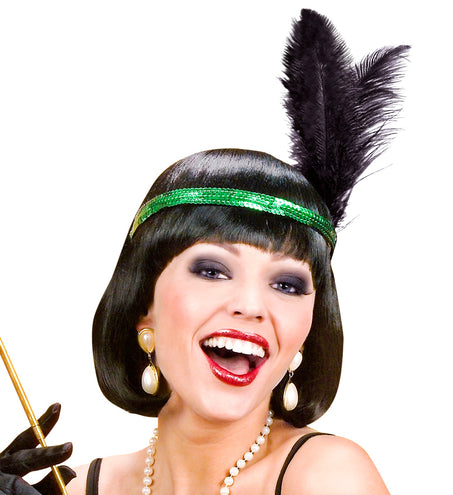 Widmann SRL Pailletten hoofdband Charleston groen