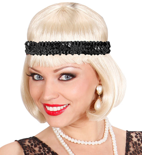 Widmann SRL Pailletten hoofdband Charleston zwart