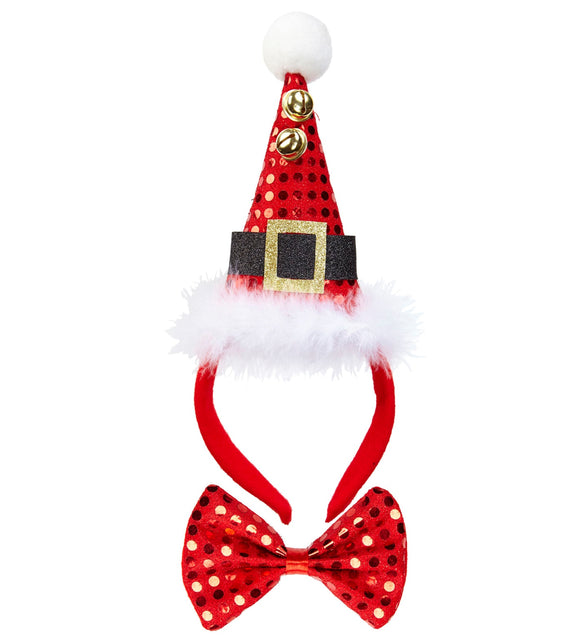Widmann SRL Pailletten Kerstmanmuts met strikje