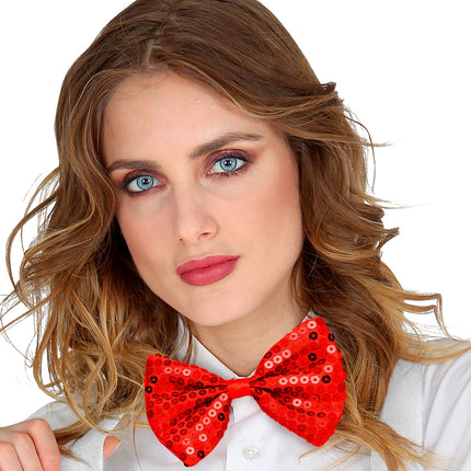 Widmann SRL Pailletten strikje rood glitter