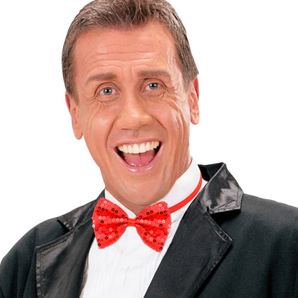 Widmann SRL Pailletten strikje rood glitter