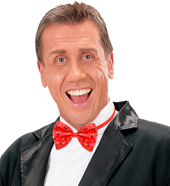 Widmann SRL Pailletten strikje rood glitter