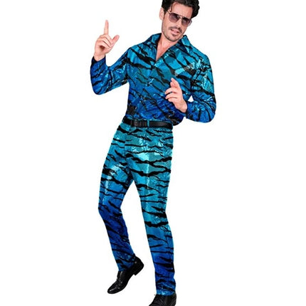 Widmann SRL Paillettenbroek heren blauwe golven