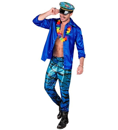 Widmann SRL Paillettenbroek heren blauwe golven