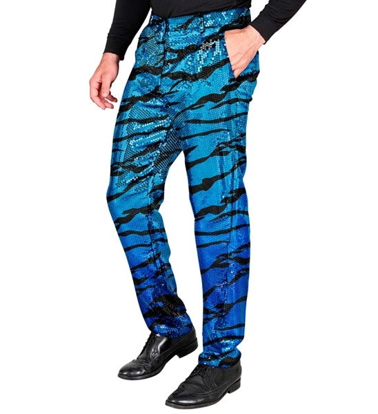 Widmann SRL Paillettenbroek heren blauwe golven