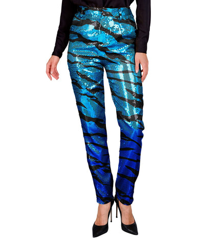 Widmann SRL Paillettenbroek Mara blauwe golven