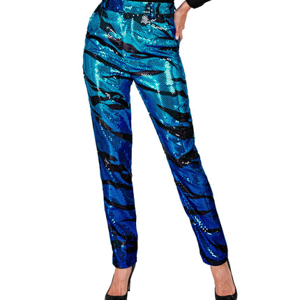 Widmann SRL Paillettenbroek Mara blauwe golven