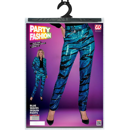 Widmann SRL Paillettenbroek Mara blauwe golven