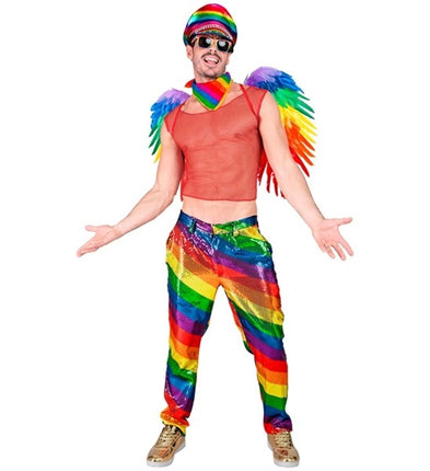 Widmann SRL Paillettenbroek regenboog kostuum Daan