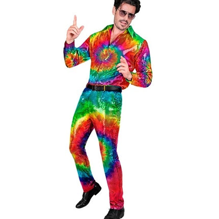 Widmann SRL Paillettenbroek tye die kostuum Niek