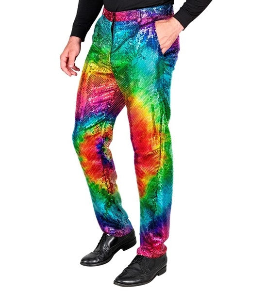 Widmann SRL Paillettenbroek tye die kostuum Niek