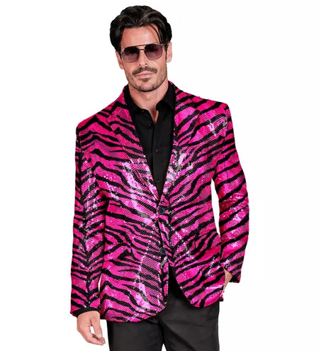 Widmann SRL Paillettencolbert dierenprint roze