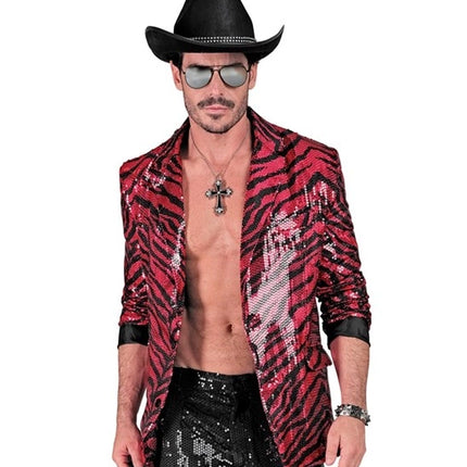 Widmann SRL Paillettencolbert dierenprint roze