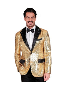 Widmann SRL Paillettencolbert goud met satijnen revers/zakken
