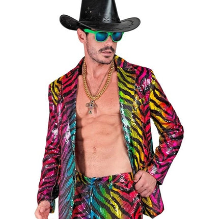 Widmann SRL Paillettencolbert regenboog tijger