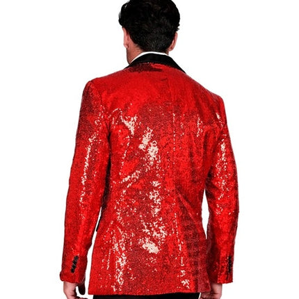 Widmann SRL Paillettencolbert rood met satijnen revers/zakken