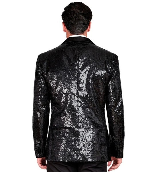 Widmann SRL Paillettencolbert zwart met satijnen revers/zakken