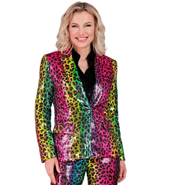 Widmann SRL Paillettenjas luipaard regenboog