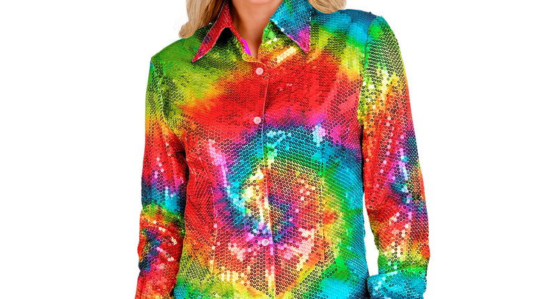 Widmann SRL Paillettenshirt dames tie dye meerkleurig