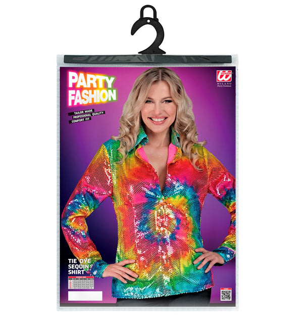 Widmann SRL Paillettenshirt dames tie dye meerkleurig