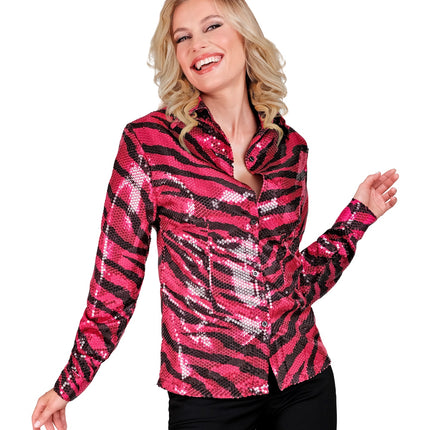 Widmann SRL Paillettenshirt dames zebra pink