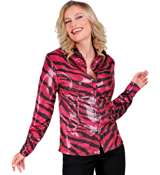 Widmann SRL Paillettenshirt dames zebra pink