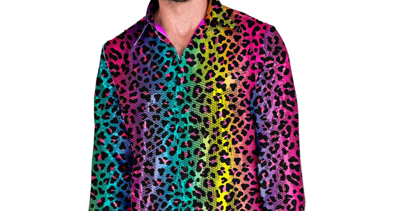 Widmann SRL Paillettenshirt heren luipaard print