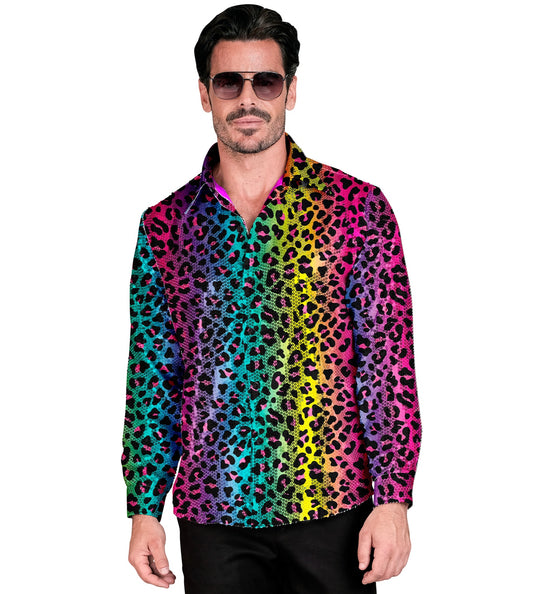 Widmann SRL Paillettenshirt heren luipaard print