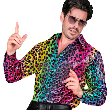Widmann SRL Paillettenshirt heren luipaard print