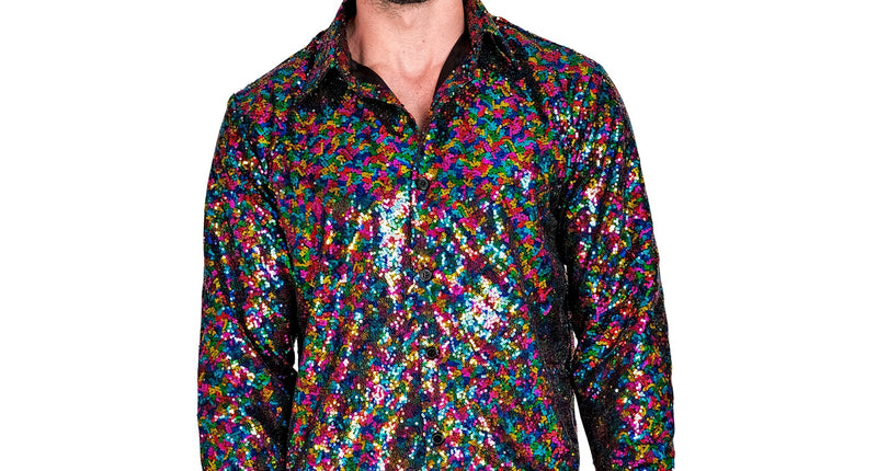 Widmann SRL Paillettenshirt heren Marco meerkleurig
