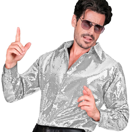 Widmann SRL Paillettenshirt heren Marco zilver