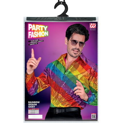 Widmann SRL Paillettenshirt heren regenboog
