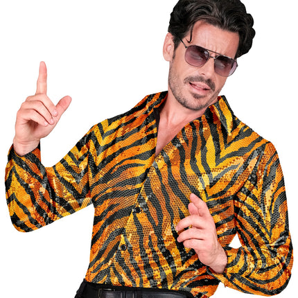 Widmann SRL Paillettenshirt heren tijger print