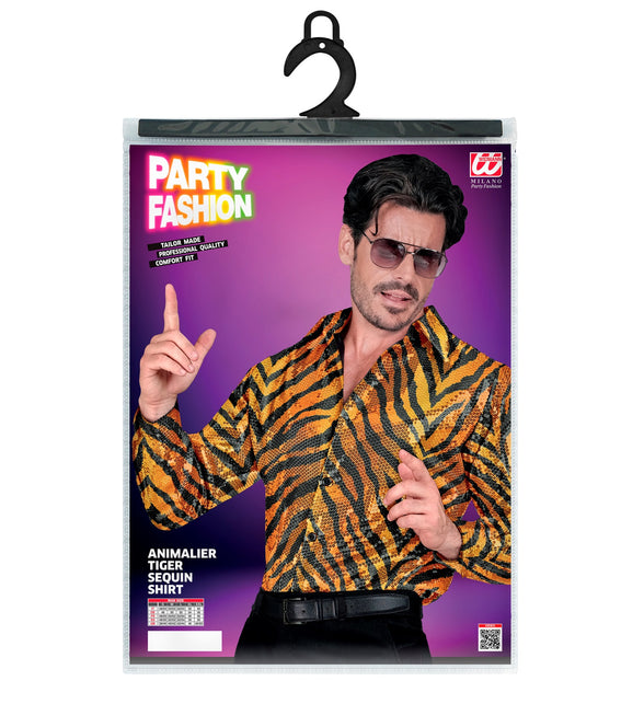 Widmann SRL Paillettenshirt heren tijger print