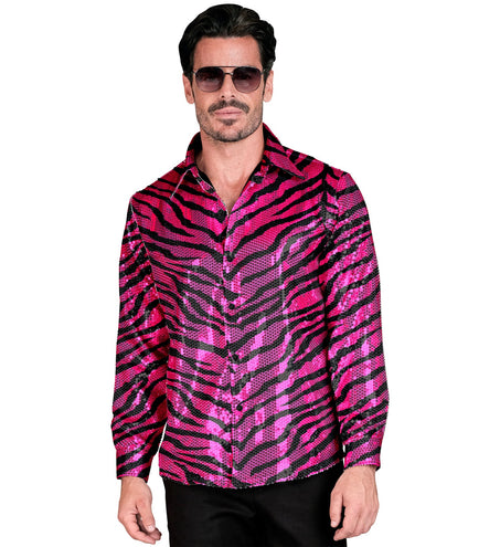 Widmann SRL Paillettenshirt heren zebraprint roze