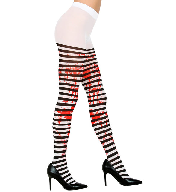 Widmann SRL Panty gestreept zwart wit met bloed