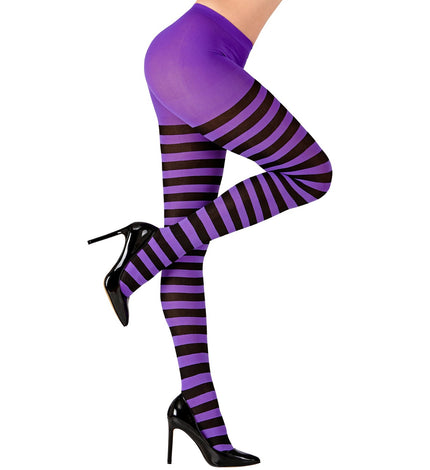 Widmann SRL Panty paars zwart gestreept dames