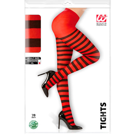 Widmann SRL Panty rood zwart gestreept dames