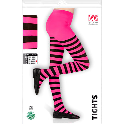 Widmann SRL Panty roze zwart gestreept kind