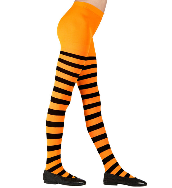 Widmann SRL Panty zwart oranje gestreept kinderen