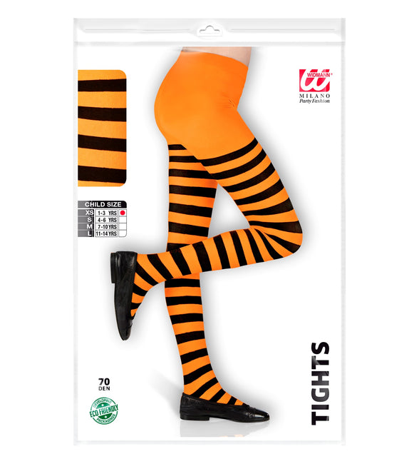 Widmann SRL Panty zwart oranje gestreept kinderen