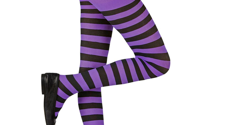 Widmann SRL Panty zwart paars gestreept kinderen