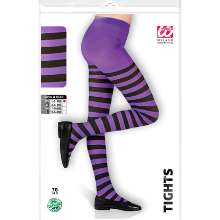 Widmann SRL Panty zwart paars gestreept kinderen