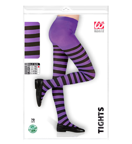 Widmann SRL Panty zwart paars gestreept kinderen