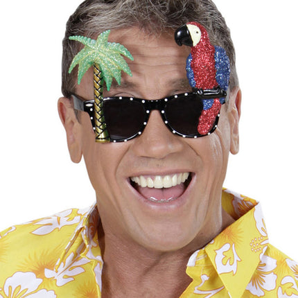 Widmann SRL Papegaai bril met palmboom Hawaii