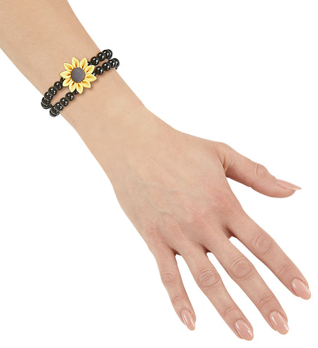 Widmann SRL Parel armband hippie met bloem