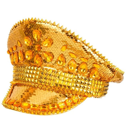 Widmann SRL Pet met juwelen en pailletten goud hoed Roos