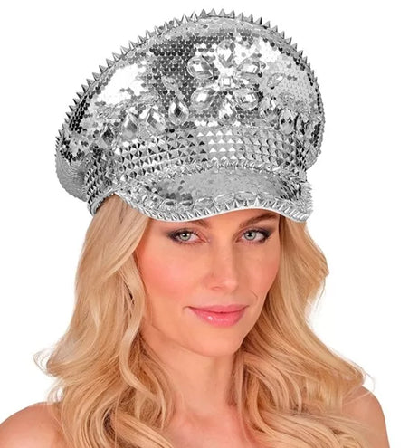 Widmann SRL Pet met juwelen en pailletten zilver hoed Nora
